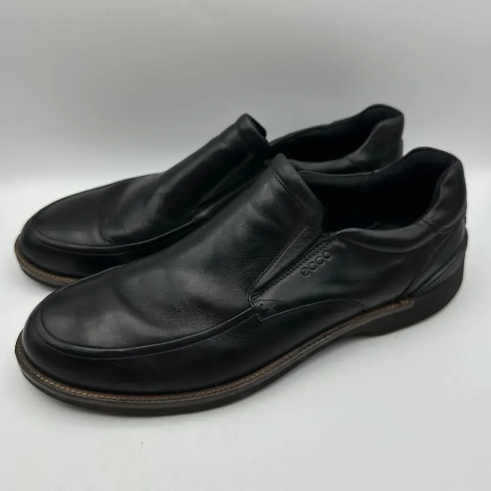 ECCO Black Leather Slip-On Loafers Comfort Dress Casual Shoes Size 47 US 13/13.5